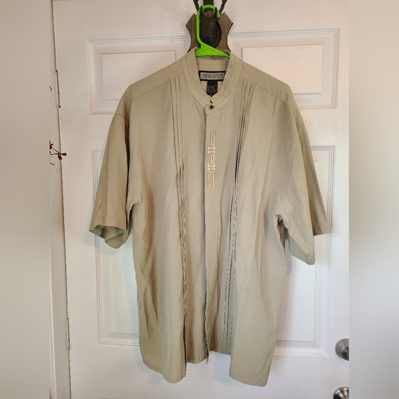 New Step Men's Caribbean Island Shirt, Size:  Large Color: Tan - Picture 2 of 16